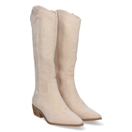 Botas camperas altas tacón bajo mujer color beige para mujer