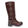 Botas altas estilo motero hebillas para mujer color marrón JW210