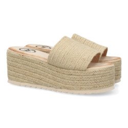 Sandalias de cuña en yute para mujer color beige KK-910