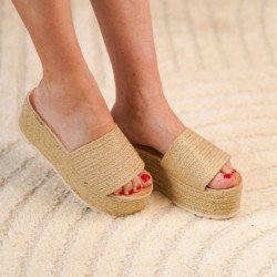 Sandalias de cuña en yute para mujer color beige KK-910