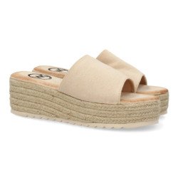 Sandalias de cuña en yute para mujer color apricot KK-910