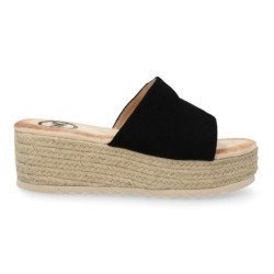 Sandalias de cuña en yute para mujer color negro KK-910