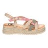 Sandalias planas de yute trenzado para mujer color rosa KK-986