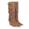 Botas altas de tacón medio con hebillas estilo motero mujer color camel L1000