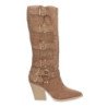 Botas altas de tacón medio con hebillas estilo motero mujer color camel L1000