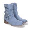 Botines de tacón bajo calados estilo motero mujer color azul L1001