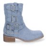 Botines de tacón bajo calados estilo motero mujer color azul L1001