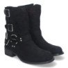 Botines de tacón bajo calados estilo motero mujer color negro L1001