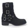 Botines de tacón bajo calados estilo motero mujer color negro L1001