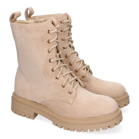 Botas estilo militar para mujer color beige L1003