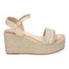 Sandalias de cuña y plataforma en yute para mujer color beige LL-03