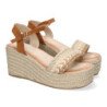 Sandalias de cuña y plataforma en yute para mujer color camel LL-03