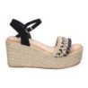 Sandalias de cuña y plataforma en yute para mujer color negro LL-03