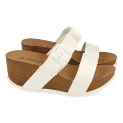 Sandalias de cuña bio con pala fina mujer color blanco M-08