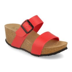 Sandalias de cuña bio con pala fina mujer color rojo M-08