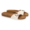 Sandalias planas cómodas para mujer pala hebilla color beige M-102