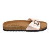 Sandalias planas cómodas para mujer pala hebilla color champan M-102