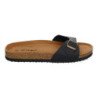 Sandalias planas cómodas para mujer pala hebilla color negro M-102