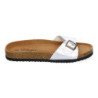 Sandalias planas cómodas para mujer pala hebilla color plata M-102