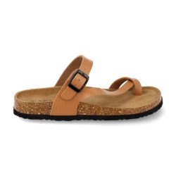 Sandalias esclava plana anatómica mujer color camel