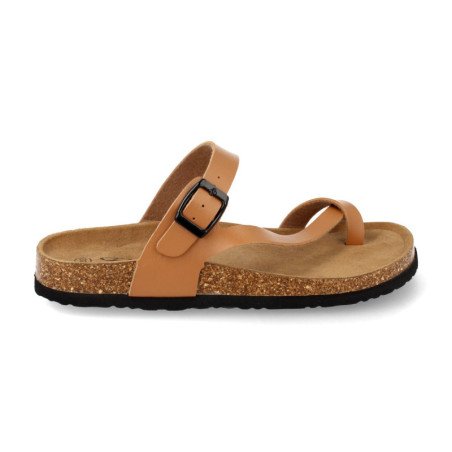 Sandalias esclava plana anatómica mujer color camel