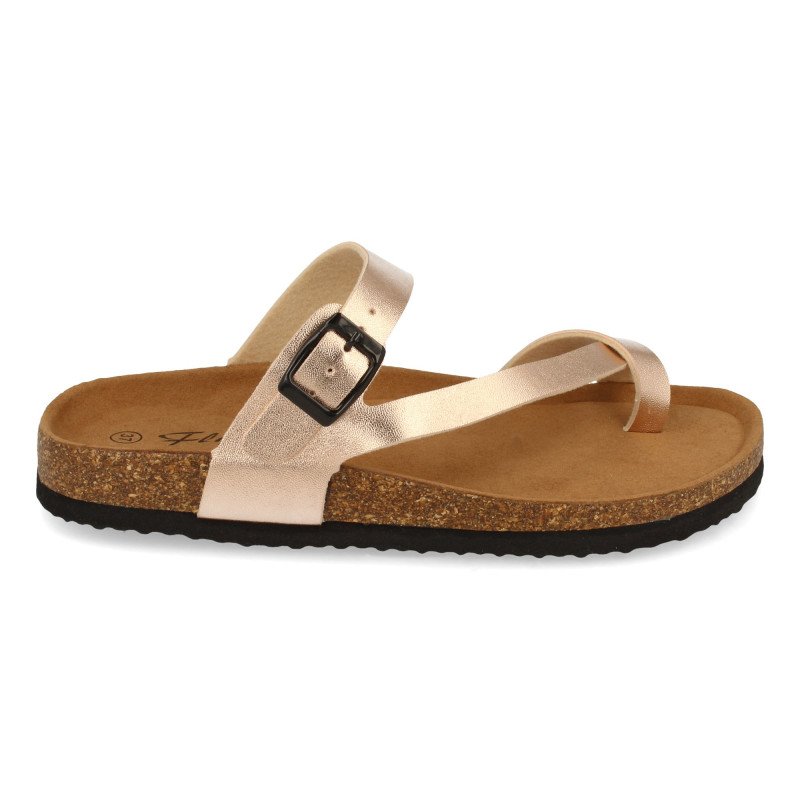 Sandalias planas bio tipo esclava mujer color champán M-15
