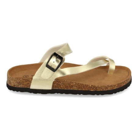 Sandalias planas bio doradas tipo esclava mujer M-15