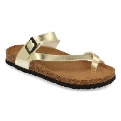 Sandalias planas bio doradas tipo esclava mujer M-15