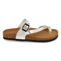 Sandalias esclava plana anatómica mujer color plata