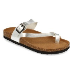 Sandalias esclava plana anatómica mujer color plata