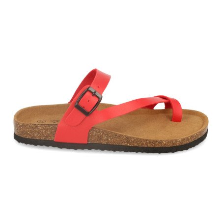 Sandalias planas bio tipo esclava mujer color rojo M-15