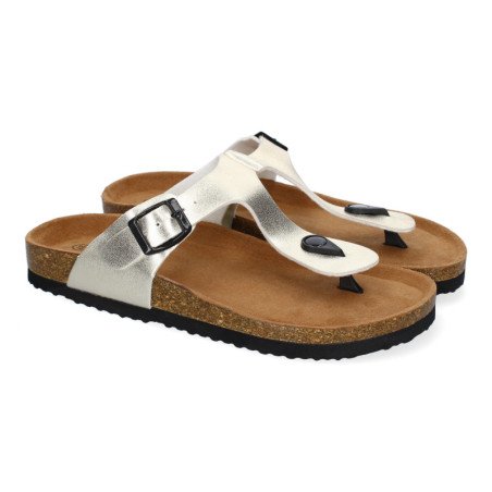 Sandalias doradas planas bio tipo esclava mujer M-16