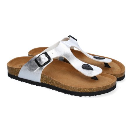 Sandalias platedas planas bio tipo esclava mujer M-16