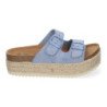 Sandalias planas de plataforma en yute para mujer comodas color azul M-189