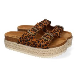 Sandalias planas de plataforma para mujer comodas leopardo M-189