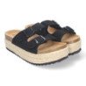 Sandalias planas de plataforma en yute mujer comodas color negro M-189