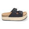 Sandalias planas de plataforma en yute mujer comodas color negro M-189