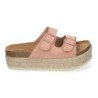 Sandalias planas de plataforma en yute para mujer comodas color rosa M-189