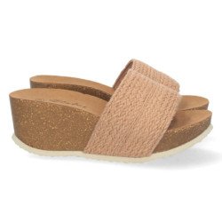 Sandalias bio plataforma pala simple para mujer color champán M-200C