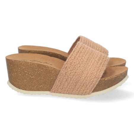 Sandalias bio plataforma pala simple para mujer color champán M-200C