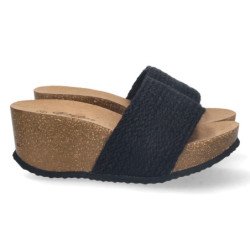 Sandalias bio plataforma pala simple para mujer color negro M-200C