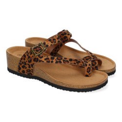 Sandalias tipo esclavas de cuña bio para mujer estampado animal M-227C