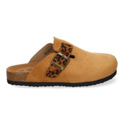 Zuecos planos cómodos diseño hebilla para mujer estampado animal M-231E