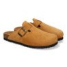 Zuecos planos cómodos diseño hebilla para mujer color taupe M-231E