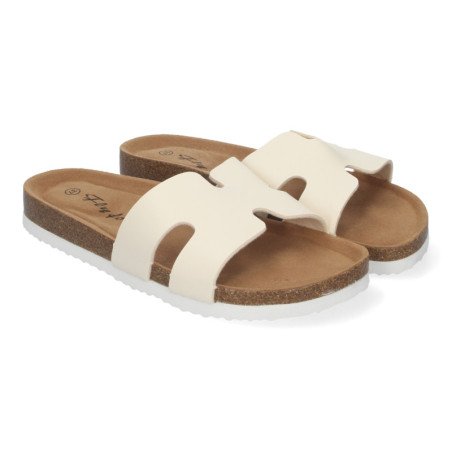 Sandalias planas bajas para mujer comodas color beige M-235