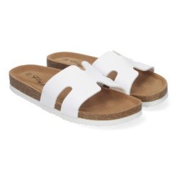 Sandalias planas bajas para mujer comodas color blanco M-235