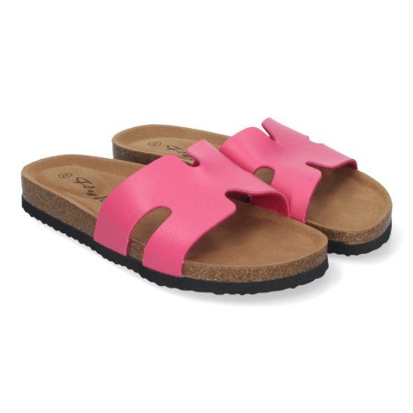 Sandalias planas bajas para mujer comodas color fucsia M-235