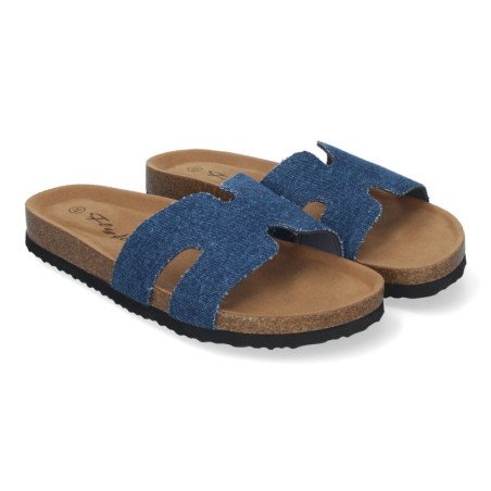 Sandalias planas bajas para mujer cómodas color jeans M-235