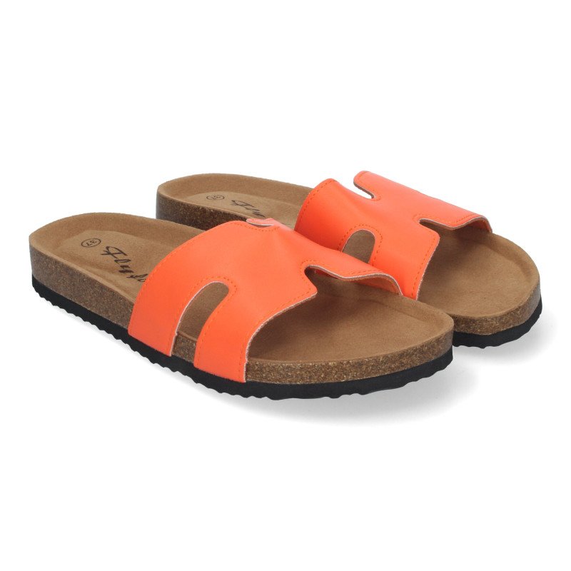 Sandalias planas bajas para mujer cómodas color naranja M-235