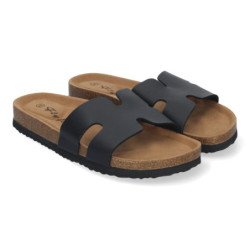 Sandalias planas bajas para mujer comodas color negro M-235
